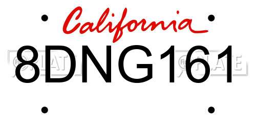 8DNG161 California License Plate