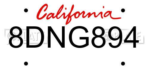 8DNG894 California License Plate