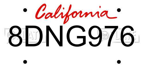 8DNG976 California License Plate