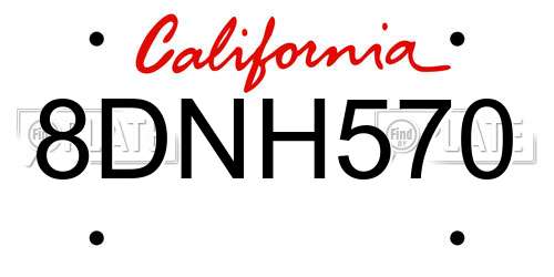 8DNH570 California License Plate