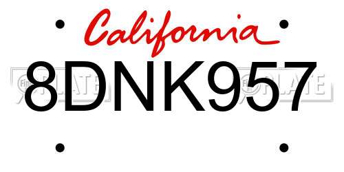 8DNK957 California License Plate