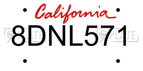 8DNL571 California License Plate