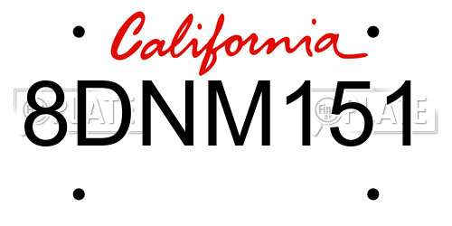 8DNM151 California License Plate