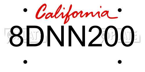 8DNN200 California License Plate