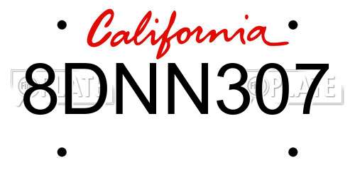 8DNN307 California License Plate