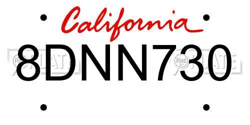 8DNN730 California License Plate