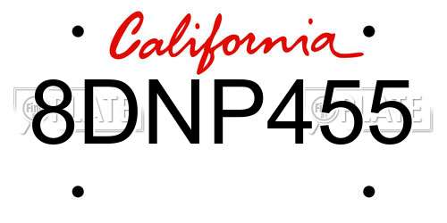 8DNP455 California License Plate