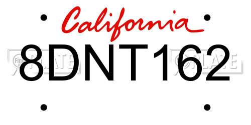 8DNT162 California License Plate