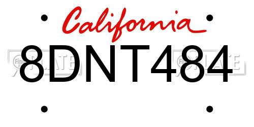 8DNT484 California License Plate