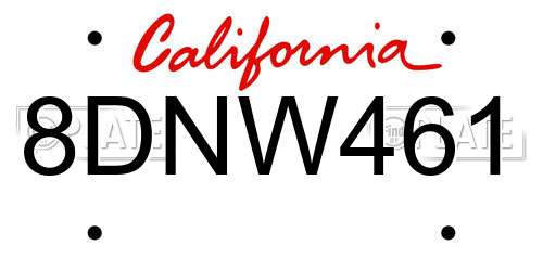 8DNW461 California License Plate