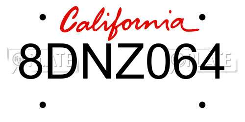 8DNZ064 California License Plate