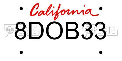 8DOB33 California License Plate