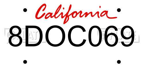 8DOC069 California License Plate