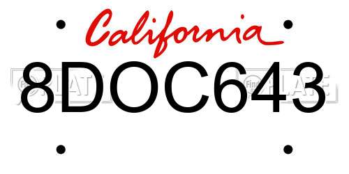 8DOC643 California License Plate