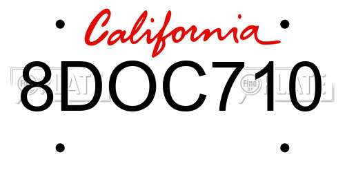 8DOC710 California License Plate
