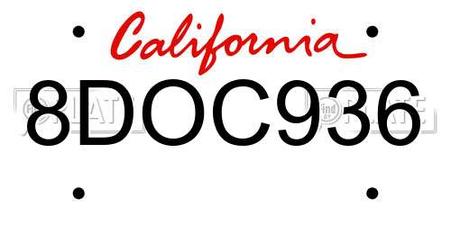 8DOC936 California License Plate