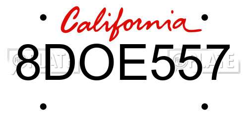 8DOE557 California License Plate