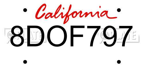 8DOF797 California License Plate