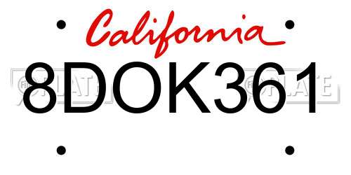8DOK361 California License Plate