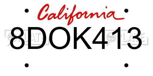 8DOK413 California License Plate