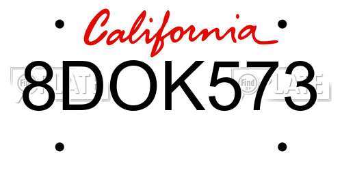 8DOK573 California License Plate