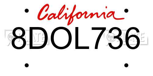 8DOL736 California License Plate