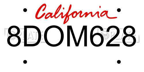 8DOM628 California License Plate