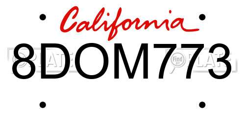 8DOM773 California License Plate