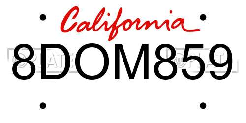 8DOM859 California License Plate