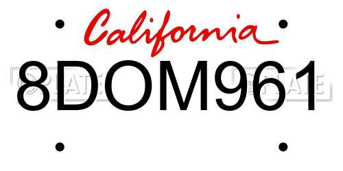 8DOM961 California License Plate