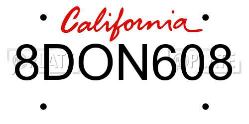 8DON608 California License Plate