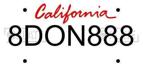 8DON888 California License Plate