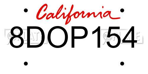 8DOP154 California License Plate