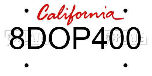8DOP400 California License Plate