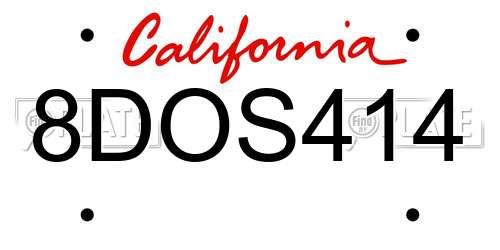 8DOS414 California License Plate