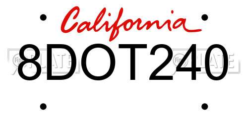 8DOT240 California License Plate