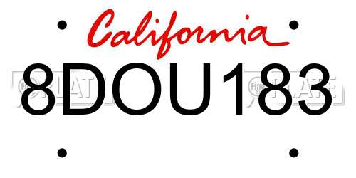 8DOU183 California License Plate