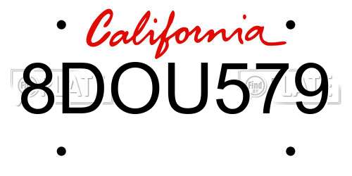 8DOU579 California License Plate