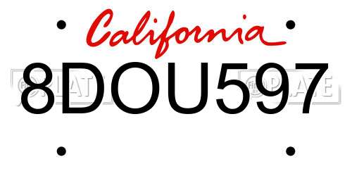 8DOU597 California License Plate