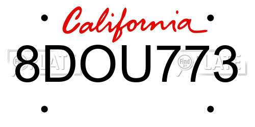 8DOU773 California License Plate
