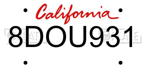 8DOU931 California License Plate