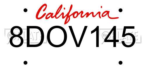 8DOV145 California License Plate