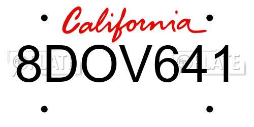8DOV641 California License Plate