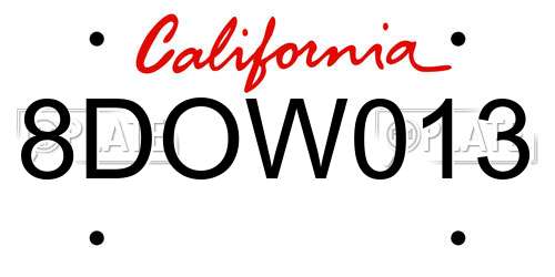 8DOW013 California License Plate