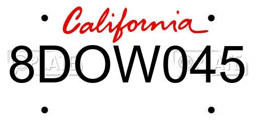 8DOW045 California License Plate
