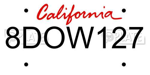 8DOW127 California License Plate