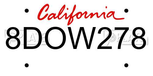 8DOW278 California License Plate