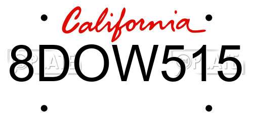 8DOW515 California License Plate
