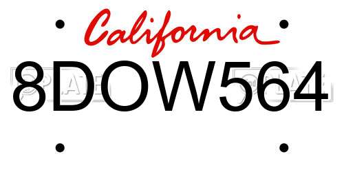 8DOW564 California License Plate