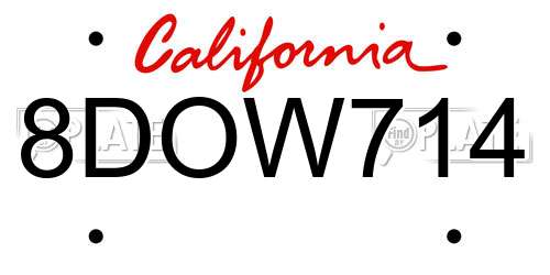 8DOW714 California License Plate